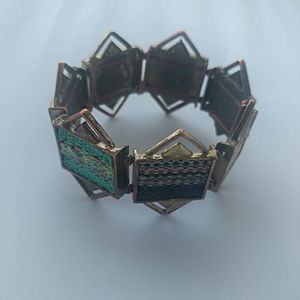Vintage Copper Tapestry Link Stretch Bracelet